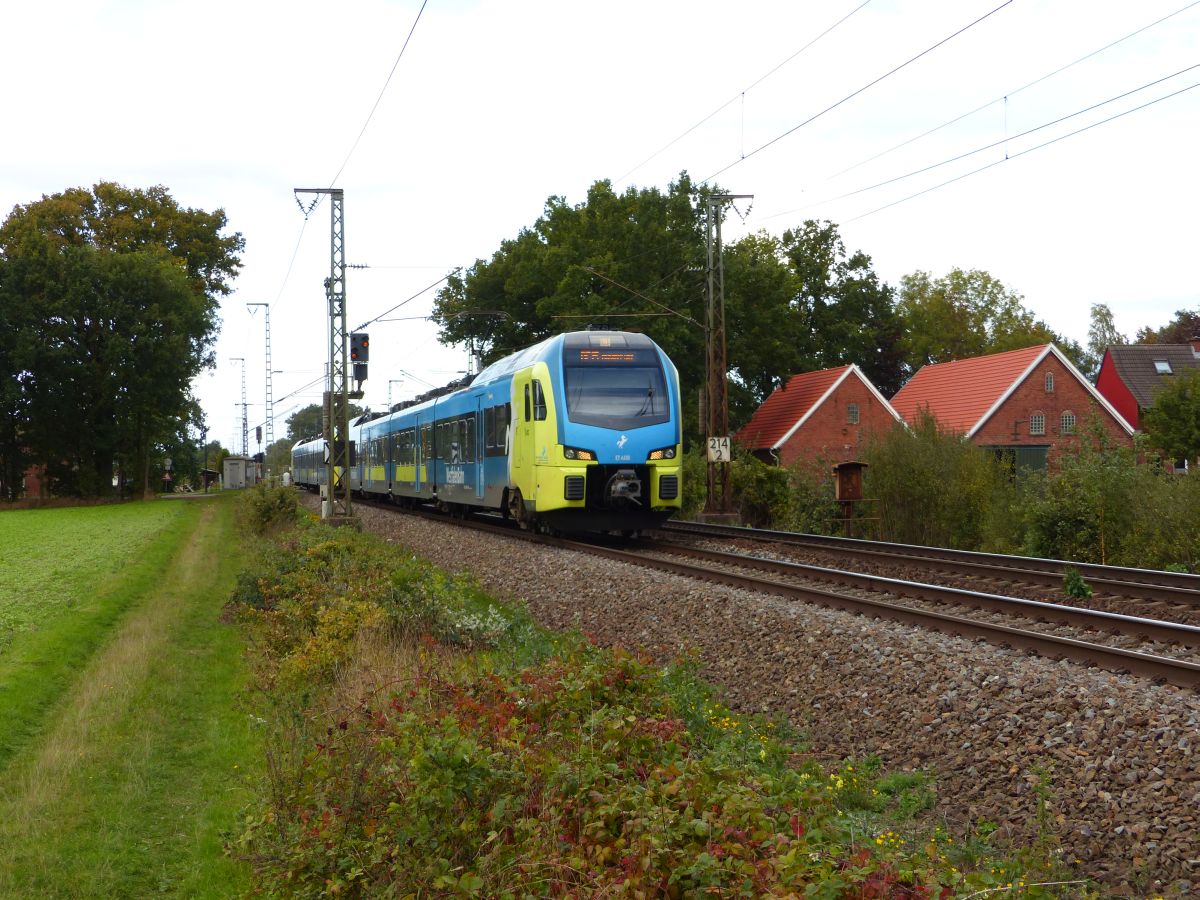 Abellio Westfalenbahn Triebzug ET 406 Devesstrae, Salzbergen 28-09-2018.

Abellio Westfalenbahn treinstel ET 406 Devesstrae, Salzbergen 28-09-2018.