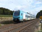 Keolis Eurobahn Triebzug ET 4 01 bei Bahnbergang Fuchsweg, Laggenbeck, Ibbenbren 28-09-2018.