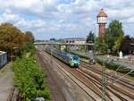 Abellio Westfalenbahn Triebzug ET 407 Lingen 17-08-2018.

Abellio Westfalenbahn treinstel ET 407 bij verlaten station Lingen 17-08-2018.