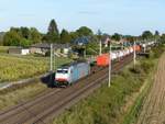 Railpool Locomotive 186 107-9 Baumannstrasse, Praest bei Emmerich am Rhein 19-09-2019.

Railpool locomotief 186 107-9 Baumannstrasse, Praest bij Emmerich 19-09-2019.