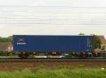 Containerwagen aus Belgien Type Lgnss mit Nummer 23 88 443 9 196-7. Ekeren, Belgien 12-08-2011.
