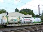 Sggnss Drehgestell-Containertragwagen aus Tschechien mit Nummer 33 TEN 54 CZ-MT 4576 629-8 Oberhausen, Deutschland 11-09-2015.