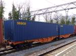 Sggrss Gelenk-Containertragwagen aus Deutschland van Wasco. Dordrecht, Niederlande 07-04-2016.
Sggrss gelede containerdraagwagen uit Duitsland van Wasco. Dordrecht, Nederland 07-04-2016.
