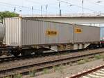 Sgns Drehgestell-Containertragwagen der AAE (Ahaus Alsttter Eisenbahn) mit Nummer 31 RIV 80 D-AAEC 4564 223-4 Duisburg Entenfang 18-08-2022.