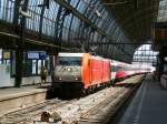 Elektrisch/356699/ns-traxx-locomotief-e186-116-met NS TRAXX locomotief E186 116 met Intercity Direct naar Breda Spoor 15 Amsterdam Centraal Station 23-07-2014.