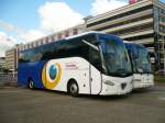 Reisebus MAN 18.400 der Firma Globalia Autocares aus Spanien. Stationsplein Leiden 13-06-2012.