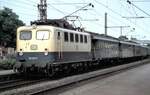 141 266-7 mit angekündigten  Dampfsonderzug  von Hannover in den Harz, hier Halt in Peine im Mai 1990.