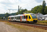   Der Dieseltriebzug VT 262 (95 80 0648 162-5 D-HEB / 95 80 0648 662-4 D-HEB) ein Alstom Coradia LINT 41 der HLB (Hessische Landesbahn), ex Vectus VT 262, hat am 08.07.2017 den Bahnhof Brachbach/Sieg