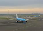 KLM Airbus A330-203 geregistreerd als PH-AOK en genaamd  Radhuspladsen - Kobenhavn . Eerste vlucht van dit vliegtuig 05-04-2007. Schiphol, Amsterdam 19-01-2014.