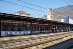 Der Bahnhof Bozen (italienisch Stazione di Bolzano) am 26 März 2022.