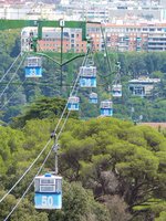 Seilbahn von Madrid (spanisch Telefrico de Madrid). Stadtpark Casa de Campo, Madrid 01-09-2015. 

De Telefrico kabelbaan. Kabelbaanstation Casa de Campo, Madrid 01-09-2015.