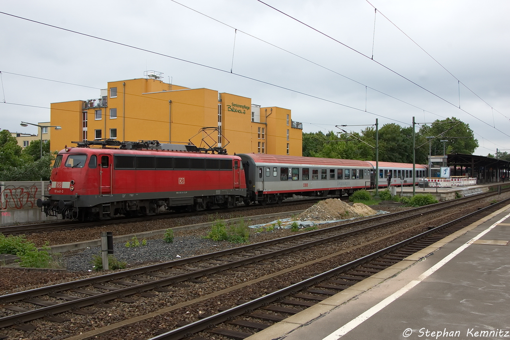 110 441-3 [Verl.|EDOB|20.12.13] mit dem DPN 2680 von Warnemnde nach Berlin-Lichtenberg in Berlin-Charlottenburg. 04.06.2013