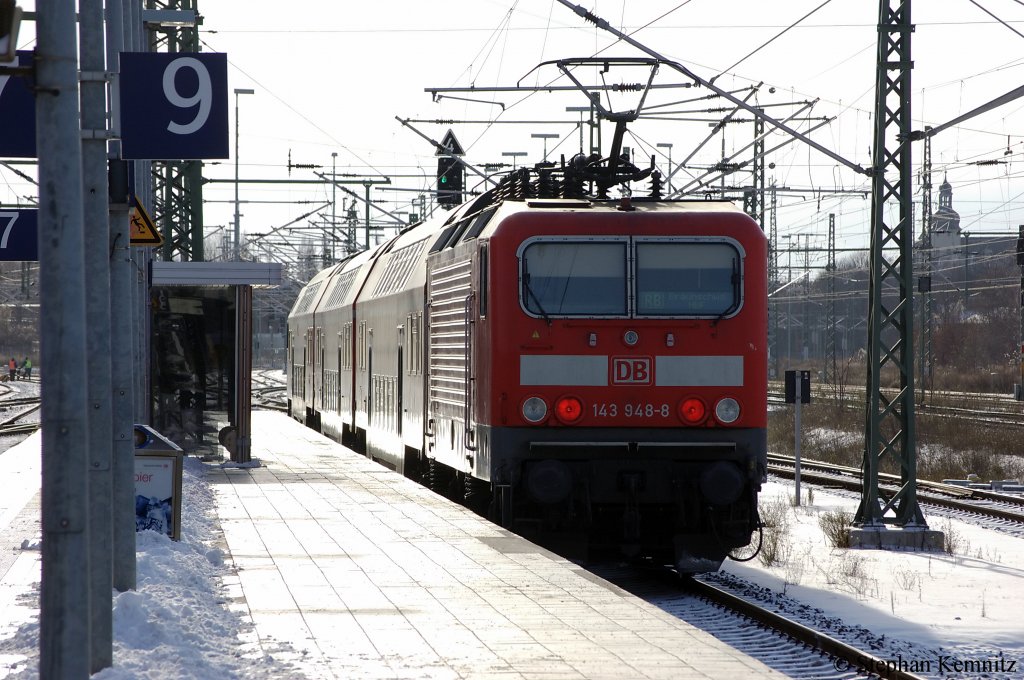 143 948-8 mit der RB (RB 36216) nach Braunschweig Hbf in Magdeburg Hbf. 30.11.2010