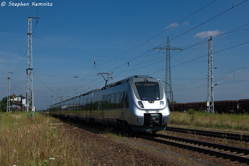 1442 707-4 & 1442 708-2 fr die S-Bahn Mitteldeutschland in Satzkorn und fuhren in Richtung Golm weiter. Am Zugzielanzeiger der 1442 707 stand  S1 Leipzig Miltitzer Allee  und bei der 1442 708  S2 Gaschwitz . 01.08.2013