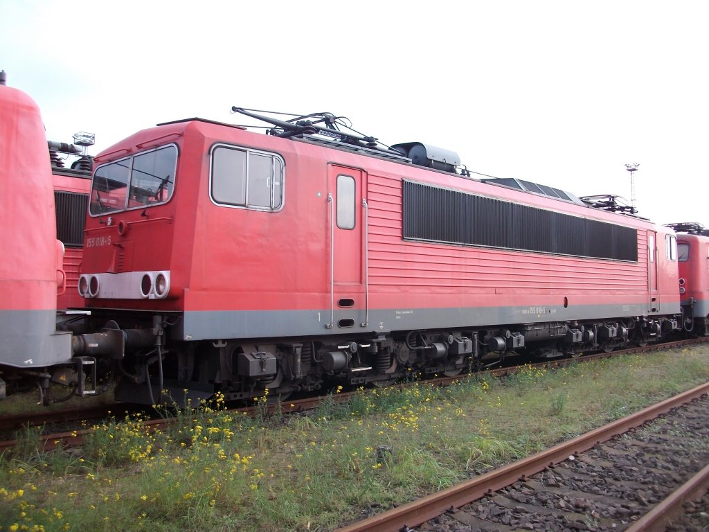 155 018-5 ex.Bh Seddin am 13.November 2010 z-gestellt in Rostock Seehafen.