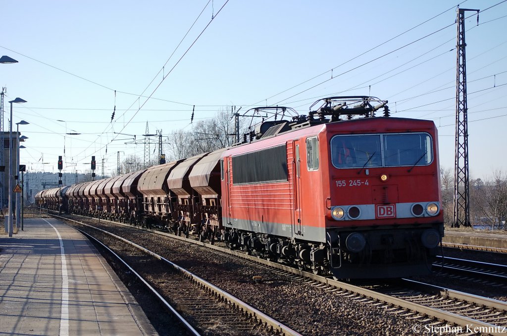 155 245-4 mit einem Tads Ganzzug in Saarmund. 08.03.2011