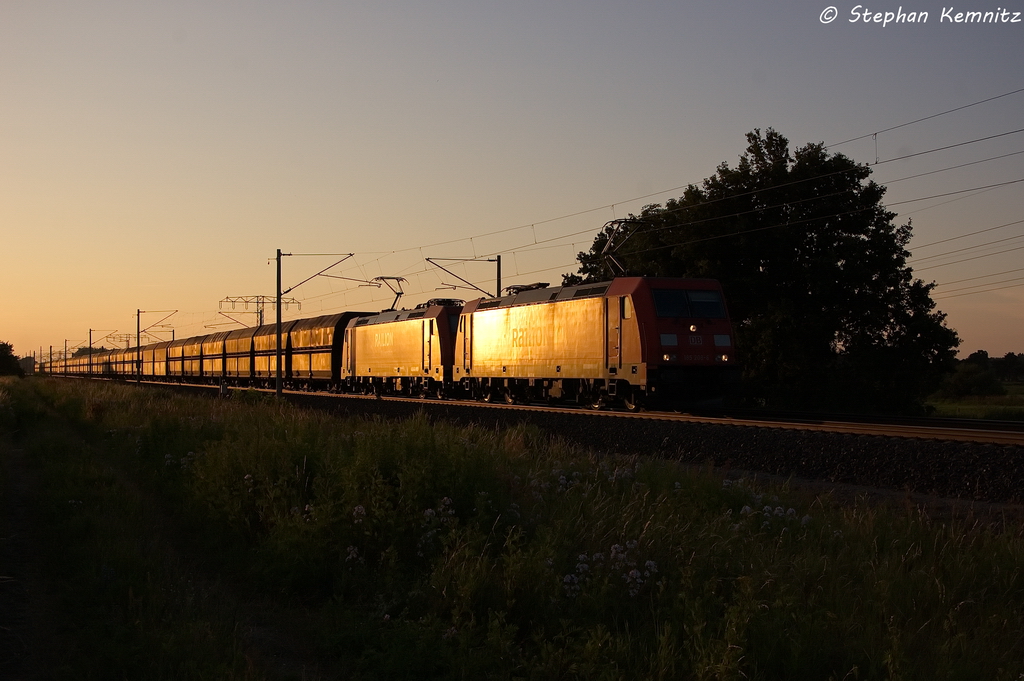 185 208-6 & 185 253-2 DB Schenker Rail Deutschland AG mit dem GM 60227 von Hanseport nach Ziltendorf EKO in Vietznitz. 18.07.2013