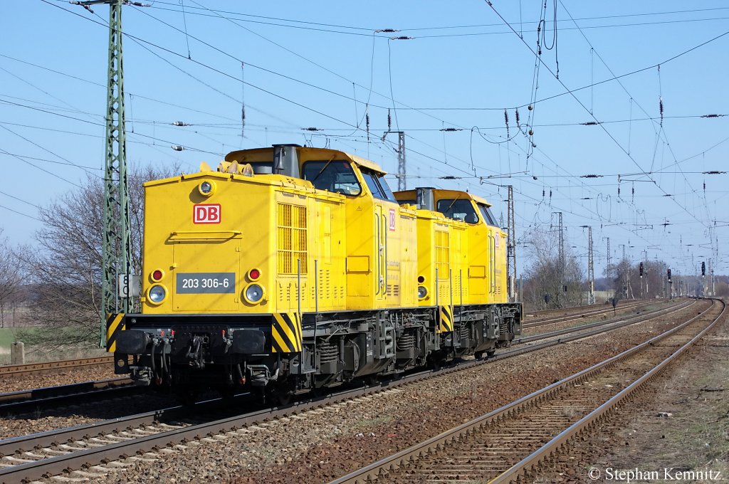 203 306-6 & 203 310-8 der Netz Instandhaltung als Lz in Saarmund. 29.03.2011