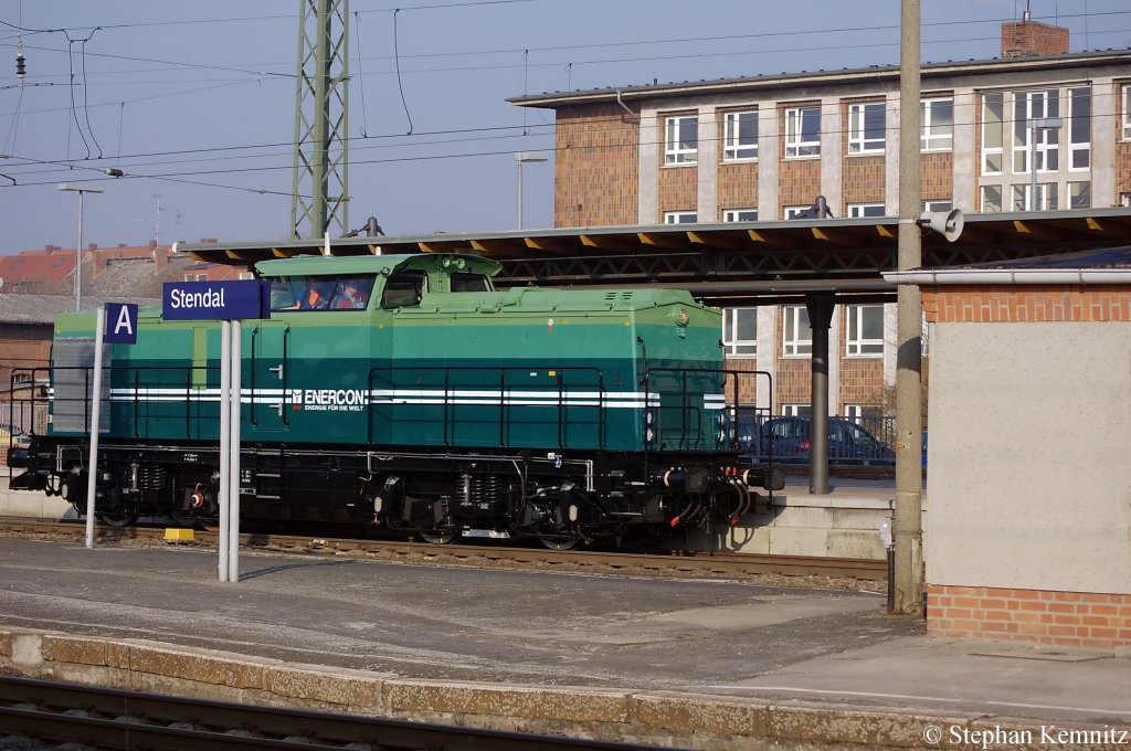 203 318-1 ex DR 112 318-1 von der e.g.o.o. - Eisenbahngesellschaft Ostfriesland-Oldenburg mbH auf Testfahrt in Stendal. 01.03.2011