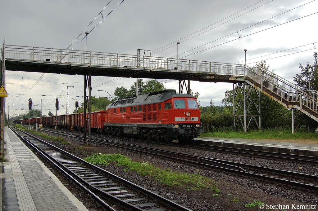 233 636-0 bringt einen Eanos-x Ganzzug nach Priort. 29.08.2011