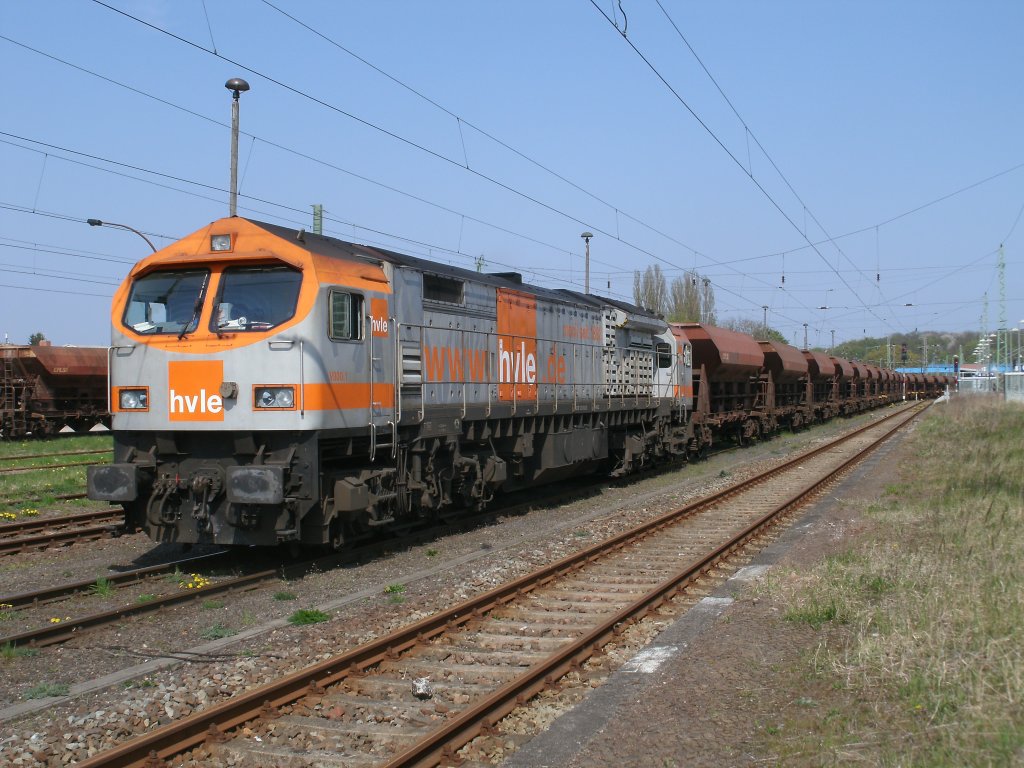 Bereits am Nachmittag vom 27.April 2011 waren die luxemburger Kieswagen leer,so das der Hvle-Tiger nur noch die restlichen Wagen von der Ladestrae in Bergen/Rgen holen brauchte.