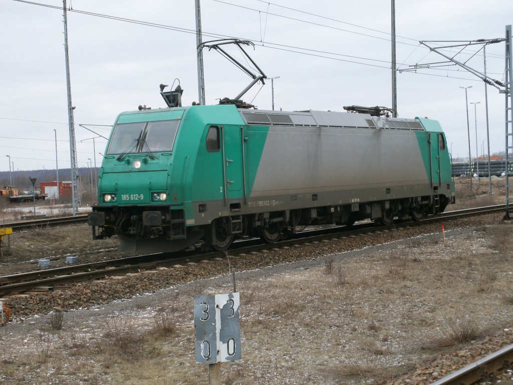 Das nchste Highlight zu Wochenende fuhr am 19.Februar 2011 in Mukran:185 612 die den 45503 nach Seddin bespannte.