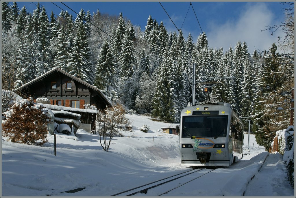 Der CEV Beh 2/4 N� 72  Astro Pleiades  bei Lally.
30. Nov. 2012