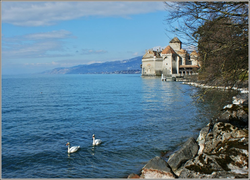 Die aufkommende Bise lste die Wolken auf und sorgte fr Fotowetter am Chteau Chillon.
(26.02.2012)