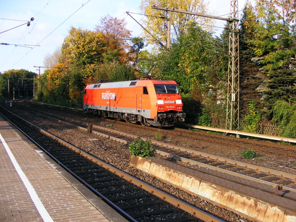 Eine DB 152 ist am 14.10.2008 in Bochum-Hamme unterwegs.