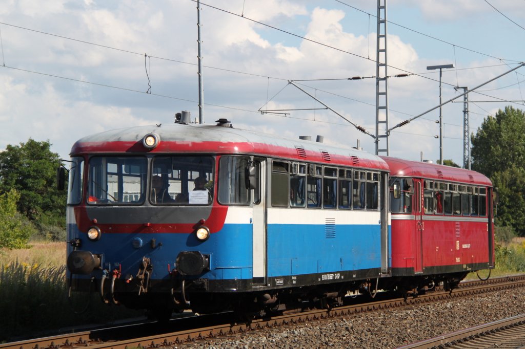 PEG-Sonderzug Warnemnde-Pritzwalk bei der Durchfahrt im Bahnhof Rostock-Bramow.11.08.2012