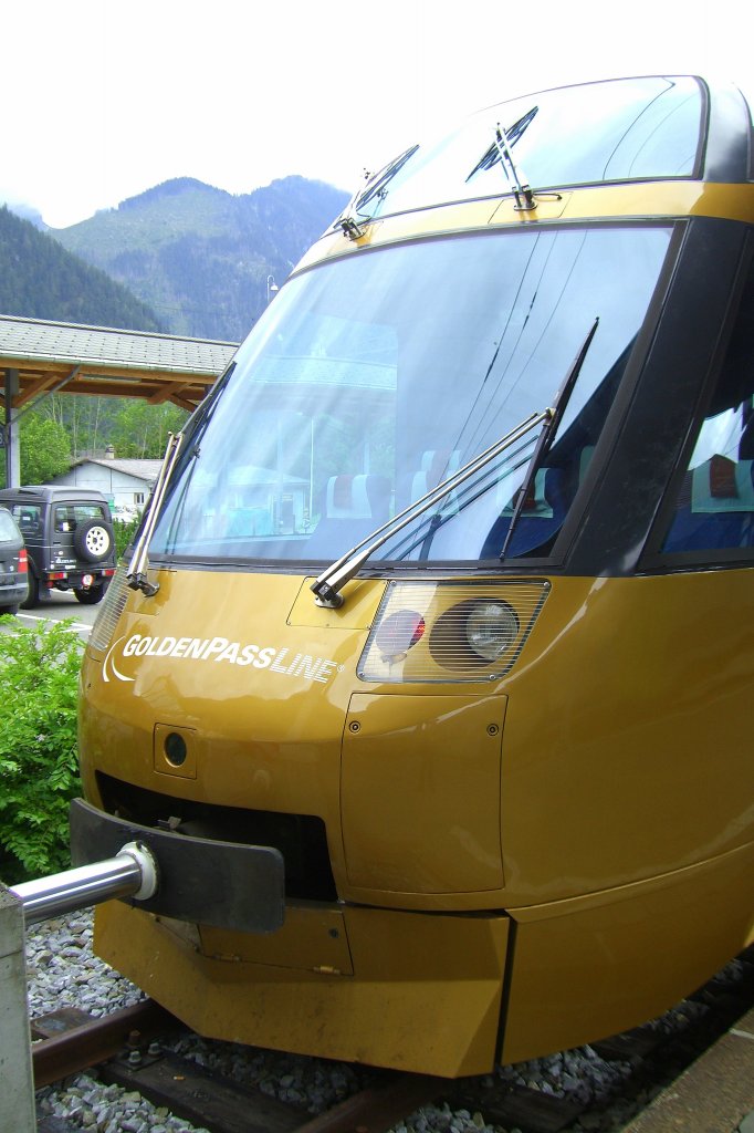  Pufferkuss . Spezialprellbock fr die Mittelpufferkupplung des Steuewagens der MOB.
Aufnahme vom 03.08.2007 in Zweisimmen).