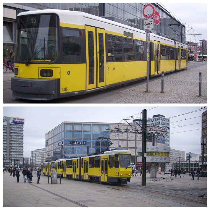 Zwei unterschiedliche Stra�enbahn der BVG