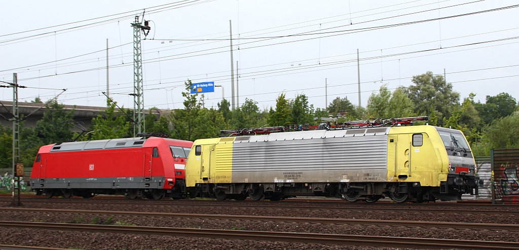 101 027 mit 189 915 im Schlepp die später den Autozug nach Verona durch Hamburg zog. HH-Harburg 07.09.2012