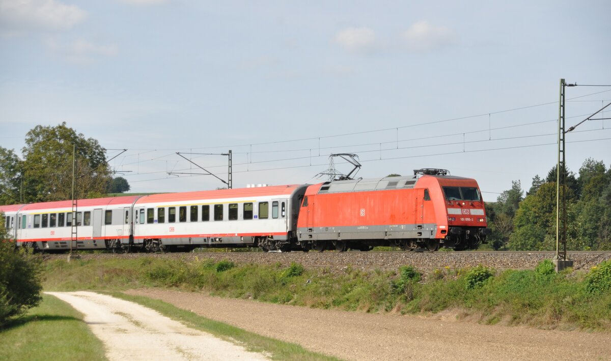 101 055-2 mit ÖBB EC bei Amstetten am 20.09.2012.
