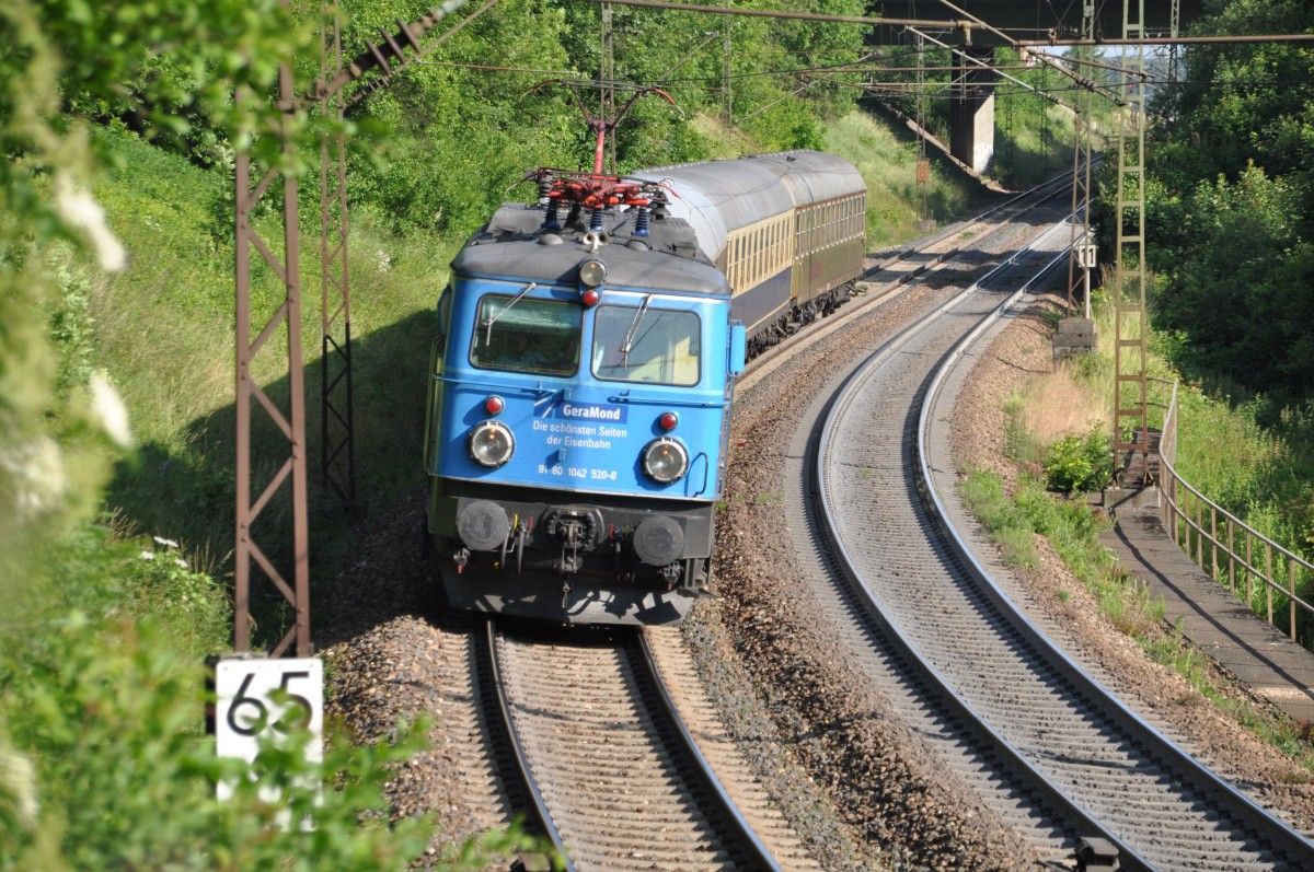 1042 520-8 der CBB (Centralbahn ex ÖBB) auf der Geislinger Steige am 26.06.2012.