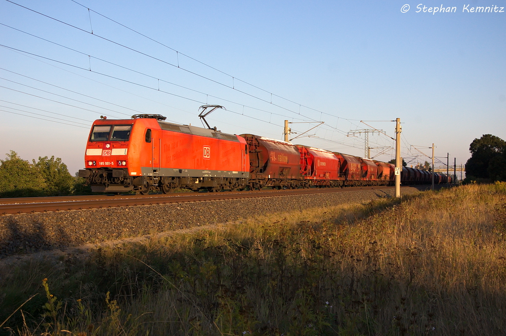 185 001-5 DB Schenker Rail Deutschland AG mit einem Kalizug in Vietznitz und fuhr in Richtung Wittenberge weiter. 05.09.2013