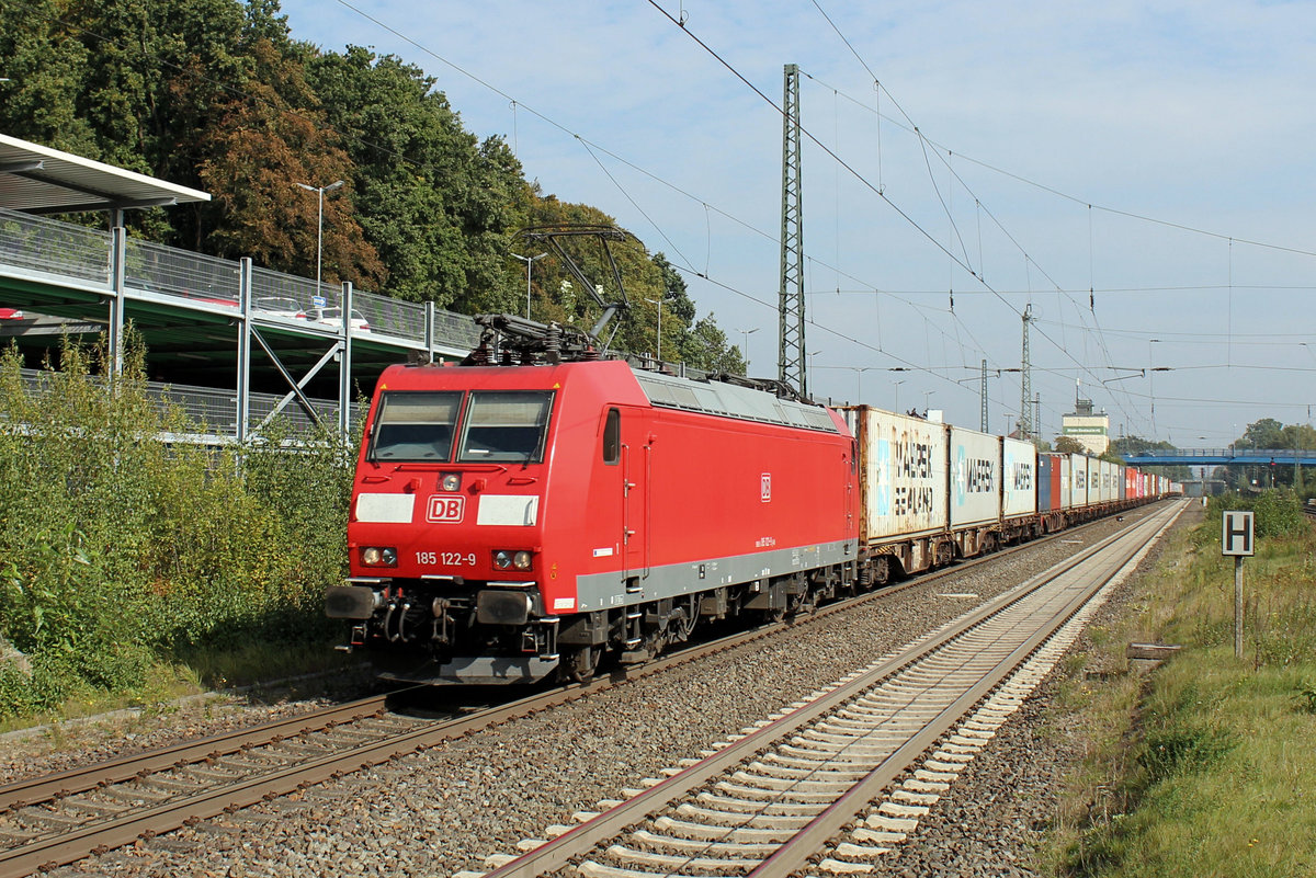 185 122-9 mit Seekisten am Haken. Tostedt, 23.09.2020