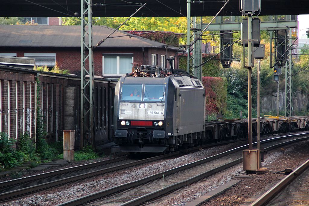 185 544-4 mit leerem Containerzug, HH-Harburg, 28.09.12