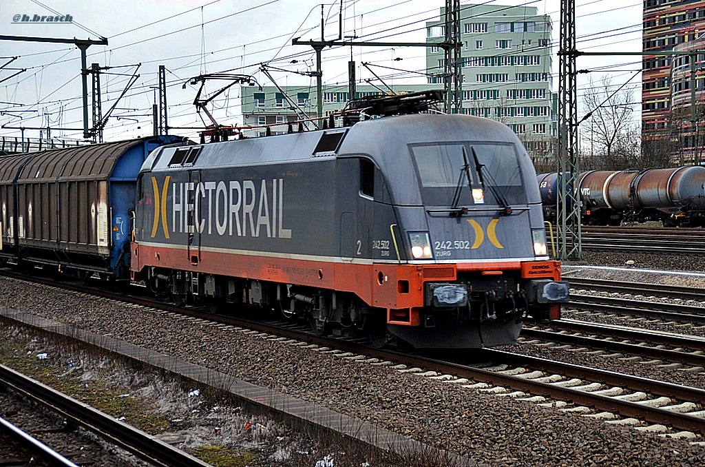 242.502 fuhr mit einen gemischten güterzug durch hh-wilhelmsburg,06.03.15