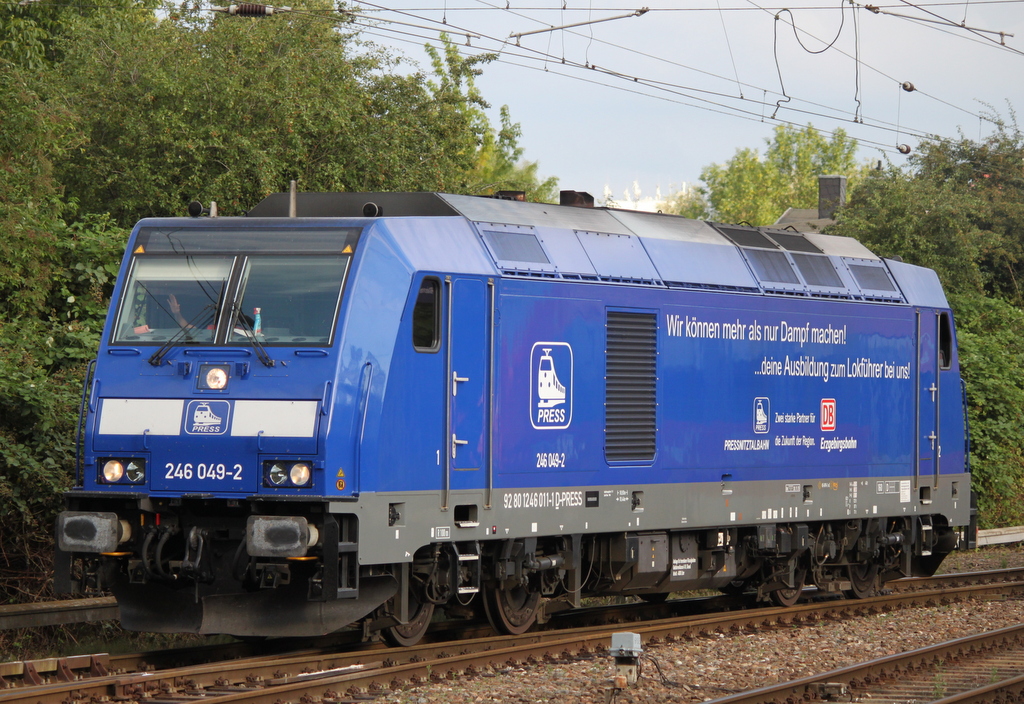 246 049-2 als Tfzf von Rostock-Seehafen nach Rostock-Bramow bei der Einfahrt in Rostock-Bramow.04.08.2017