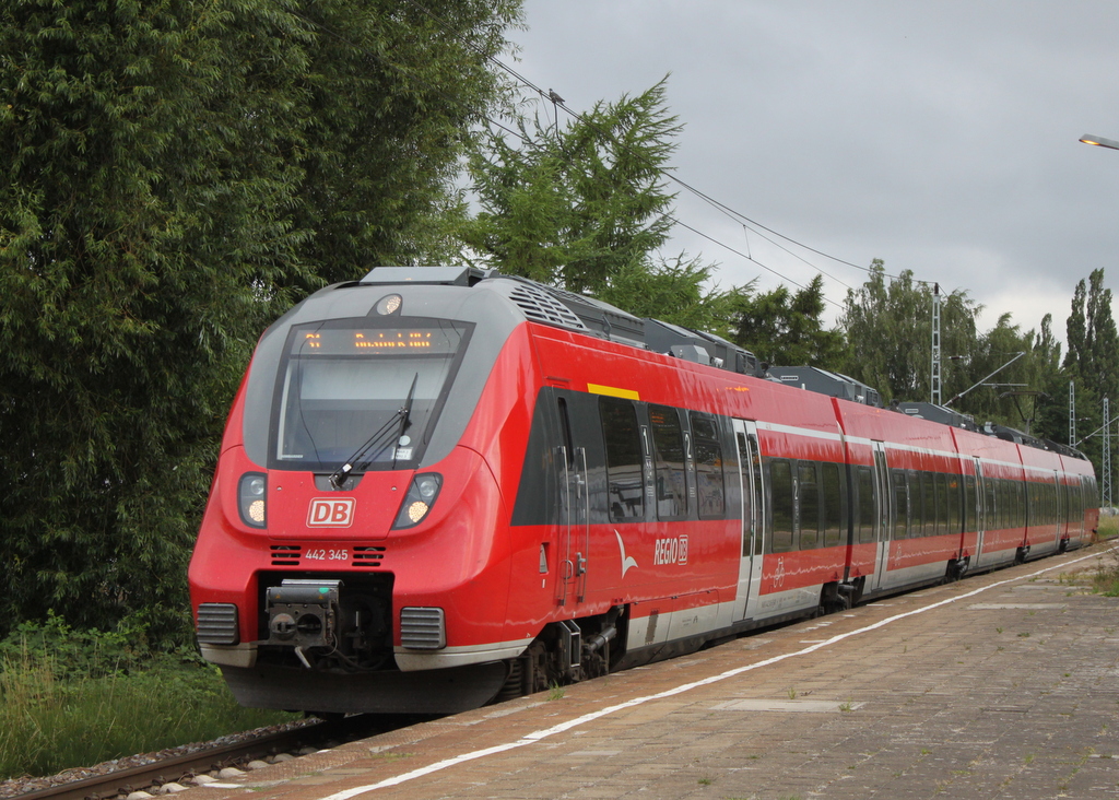 442 345 als S1(Warnemünde-Rostock)bei der Einfahrt im Haltepunkt Rostock-Holbeinplatz.06.07.2018