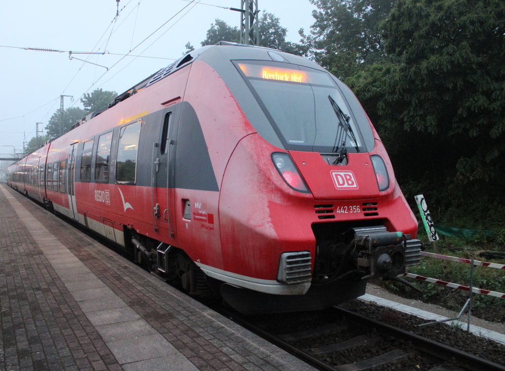 442 356 als S3(Warnemünde-Rostock)kurz vor der Ausfahrt in Rostock-Bramow.01.06.2024