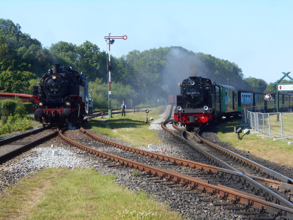 86 1333 und der Rasende Roland,mit 99 4801,am 14.Juni 2019,in Putbus.