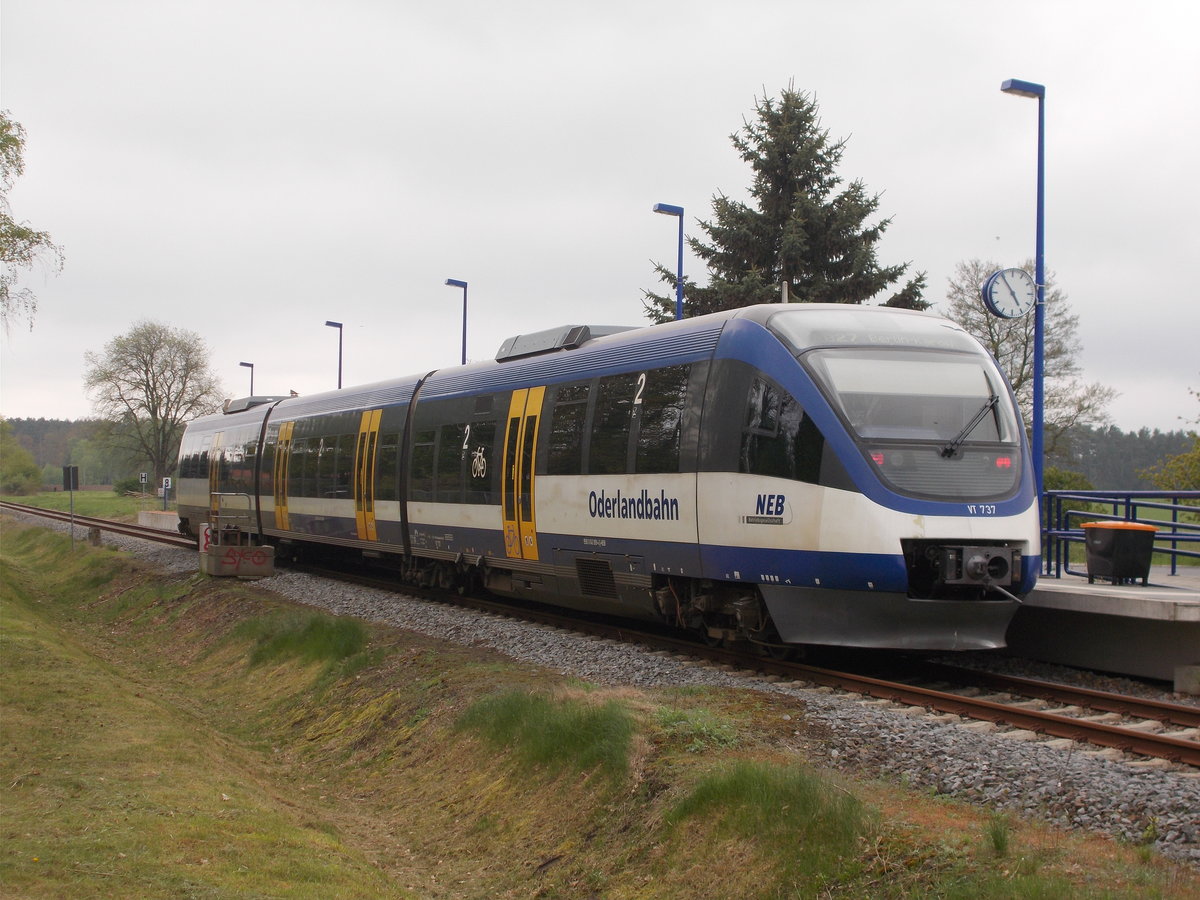 Am 05.Mai 2017 konnte ich den NEB VT 737 in Wensickendorf fotografieren.