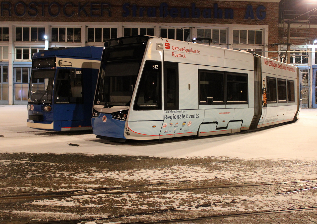 Am Morgen des 06.01.2023 waren die Wagen 655 und 612 auf dem RSAG-Gelände abgestellt.