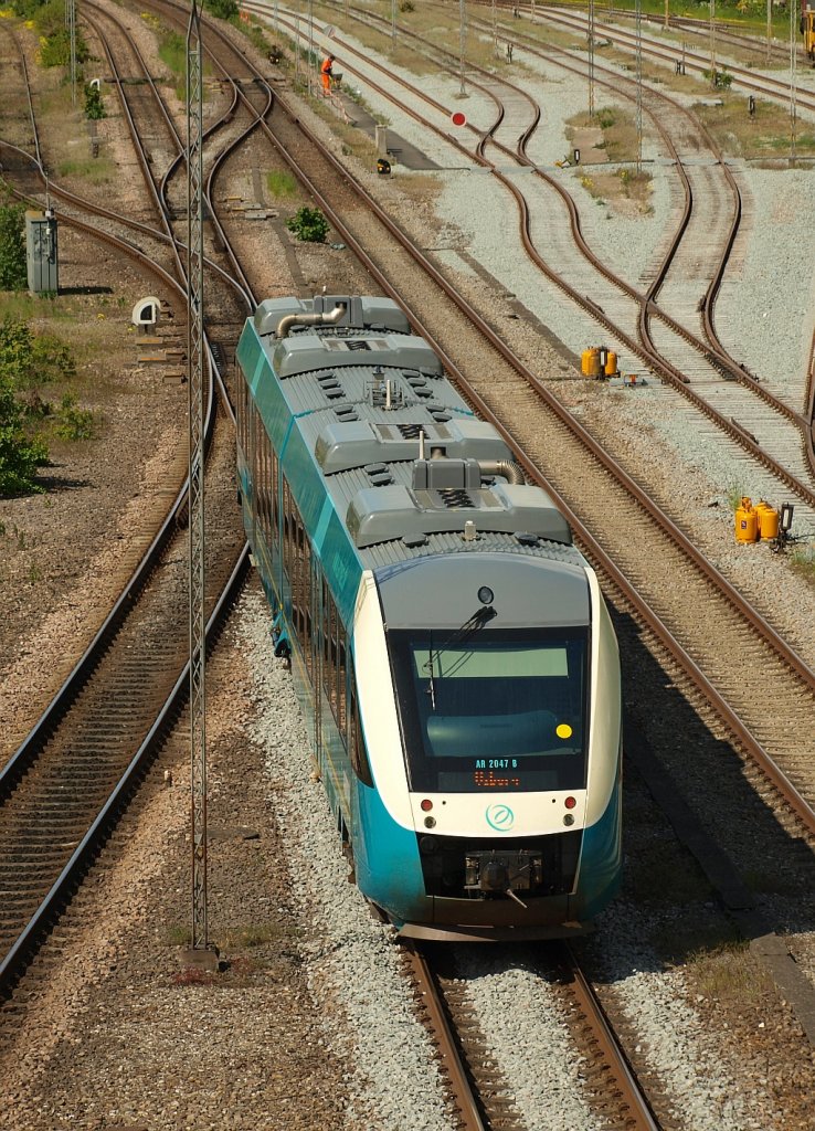 Arriva AR 2047(Lint 41 II, 335kW)verlässt hier Aarhus Richtung Viborg. 13.05.2011