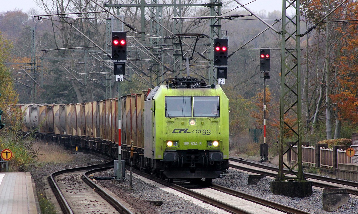 ATD/CFL Cargo 6185 534-5 mit dem Zementexpress aus Dänemark. Schleswig 06.11.2016 