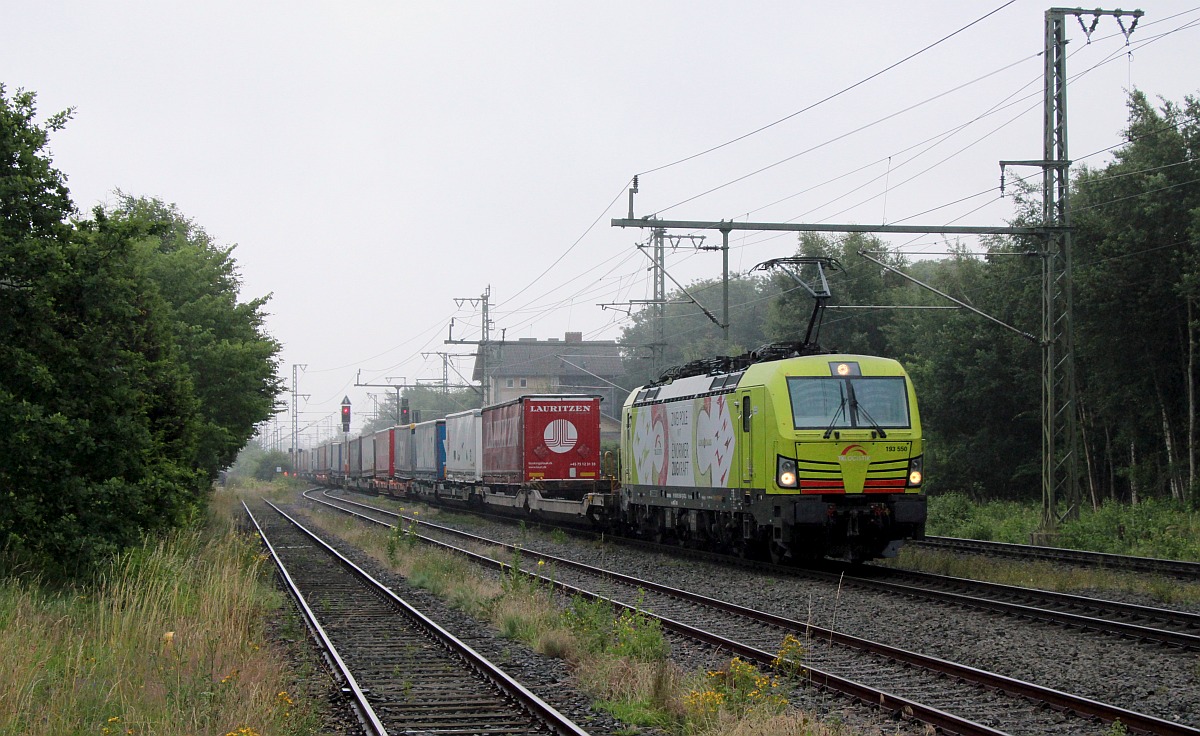 ATLU/TXL 193 550 mit Lauritzen KLV gen Norden. Jübek 08.07.2022