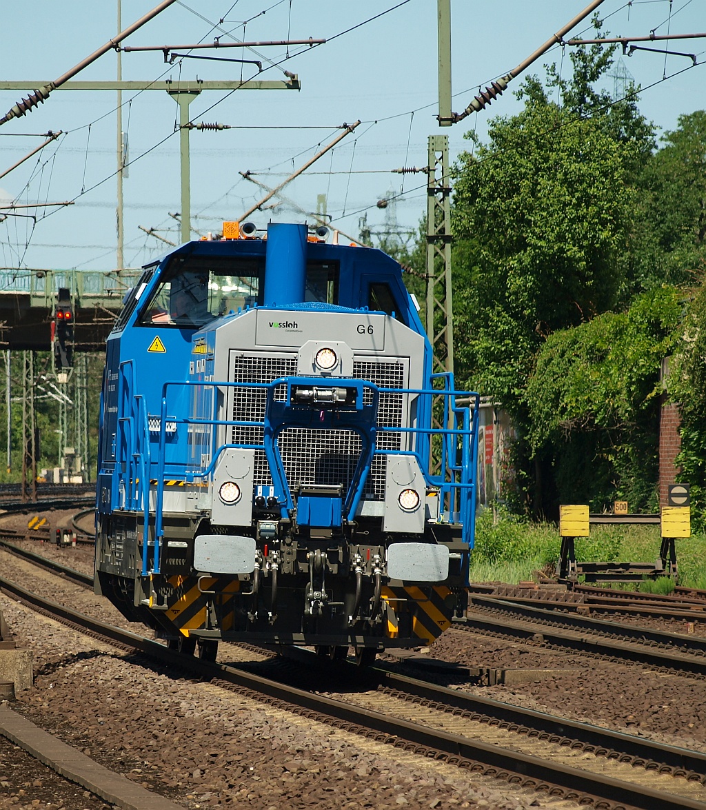 Aus Kiel kommend rollte die nagelneue Vossloh G6 650 004-1 der VPS(Verkehrsbetriebe Peine-Salzgitter)durch HH-Harburg. 03.06.2011