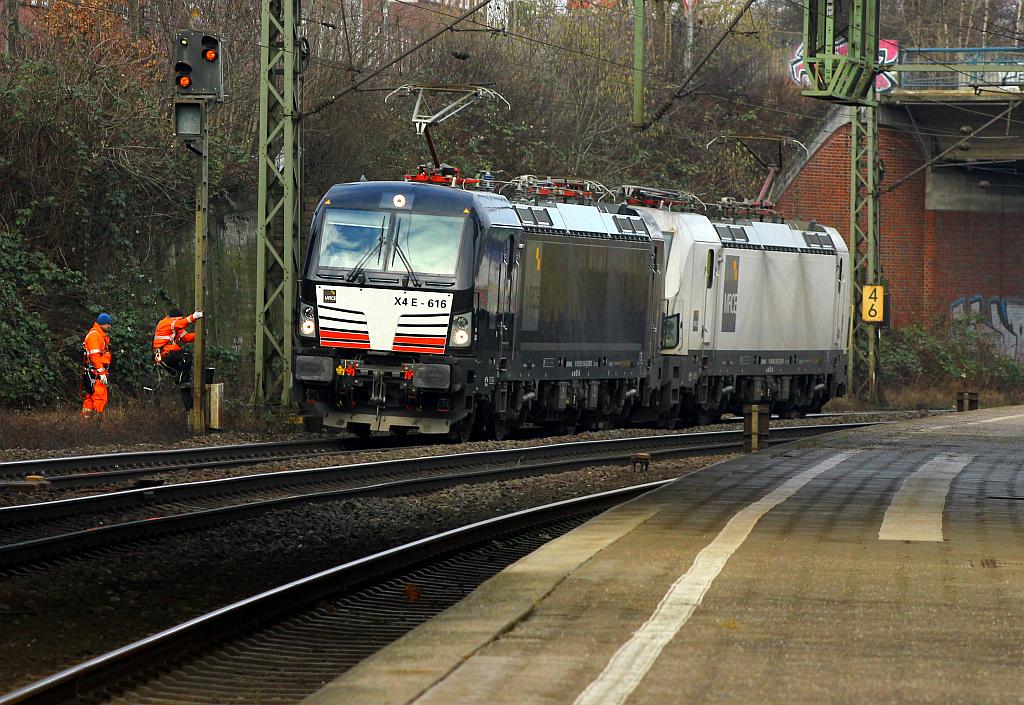 Black & White...MRCE/DB 6193 616-0(REV/MMAL/04.12.15) und 6193 608-7(REV/MMAL/01.10.15) auf Solo-Tour in Hamburg-harburg. 12.02.2016